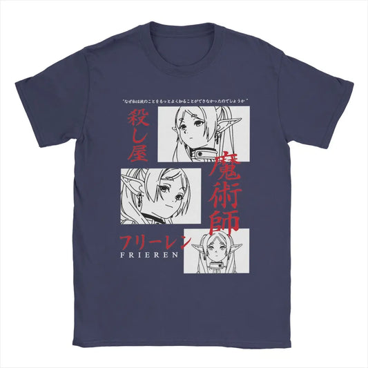 Sousou no Frieren Anime "Japanese Mage" Navy Blue T-Shirt