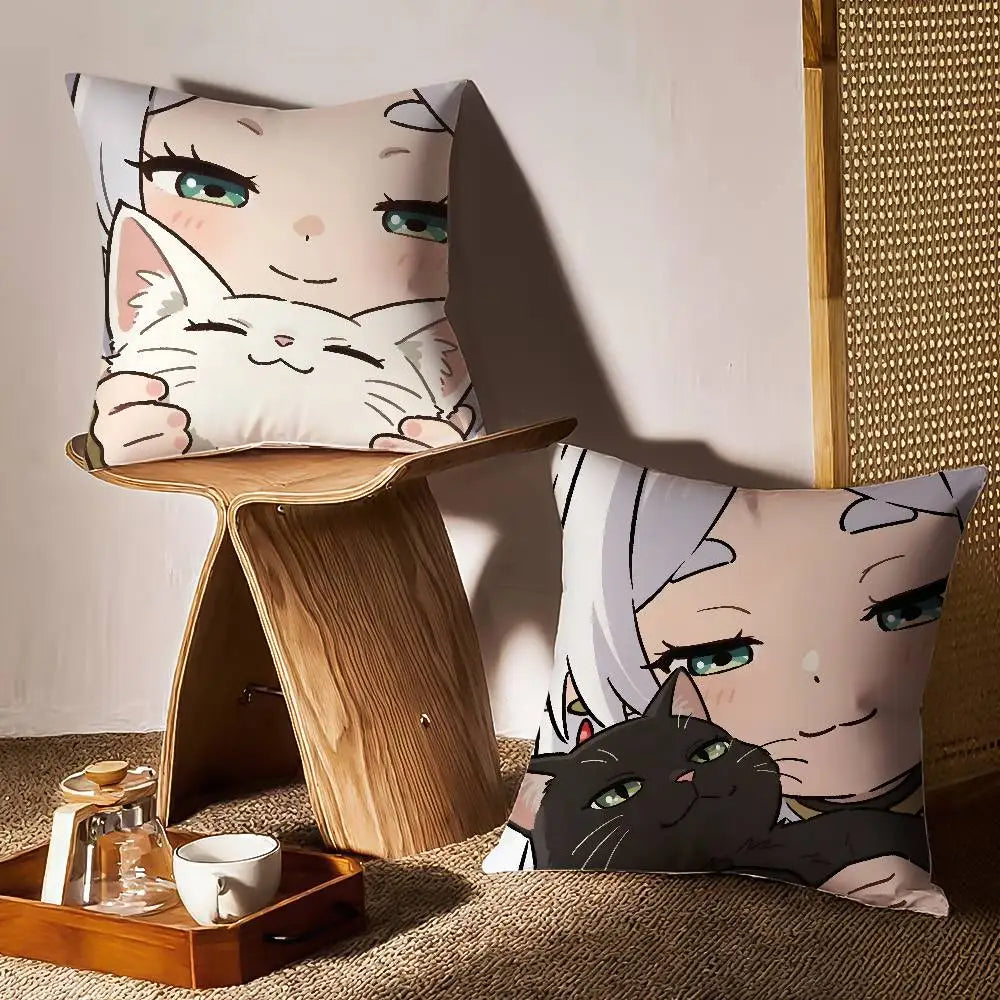 Frieren Cat Cushion – Frieren: Beyond Journey’s End Cute Anime Pillow
