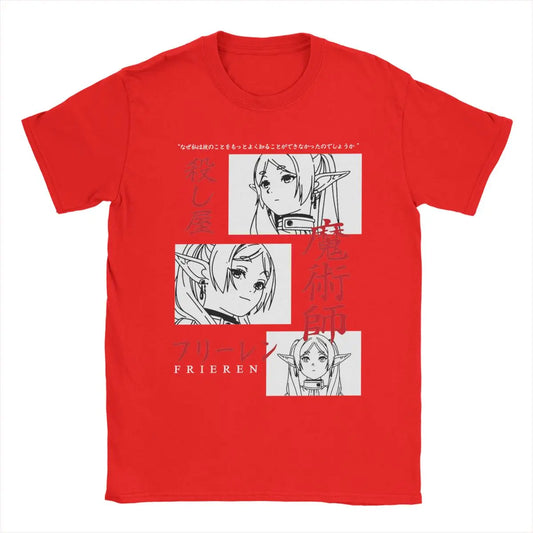 Sousou no Frieren Anime "Japanese Mage" Red T-Shirt