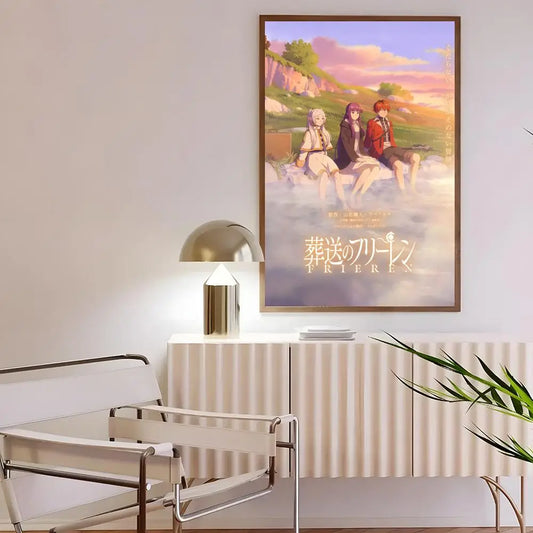 Frieren Group Sunset Scene Anime Poster – Beyond Journey’s End Wall