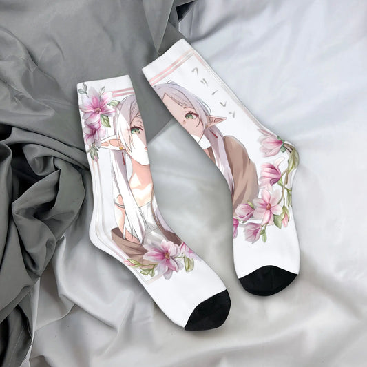 Frieren Beyond Journey’s End Floral Anime Socks