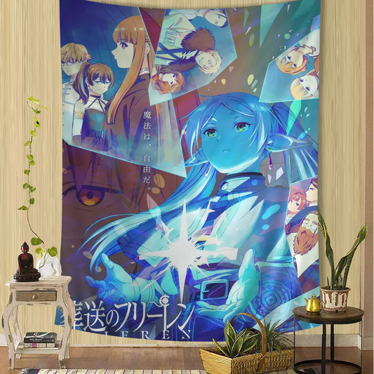 Frieren: Beyond Journey’s End Magical Collage Wall Tapestry