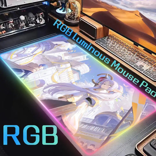Frieren: Beyond Journey’s End RGB Mouse Pad – Luminous Anime Desk Mat Featuring Frieren in a Fantasy City