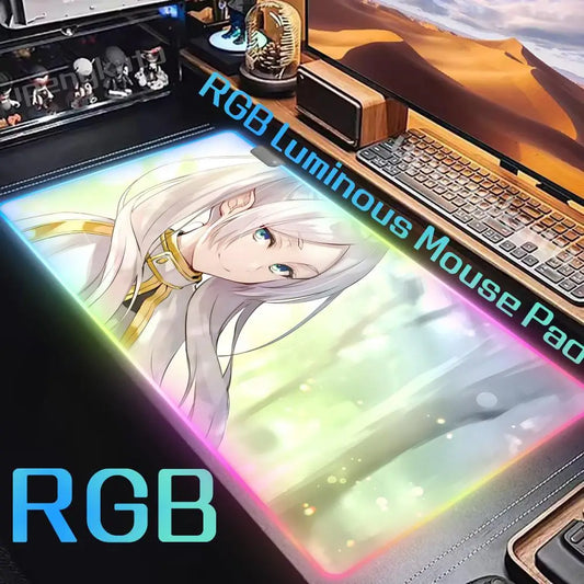 Frieren: Beyond Journey’s End RGB Mouse Pad – Elegant Frieren Portrait Anime Desk Mat