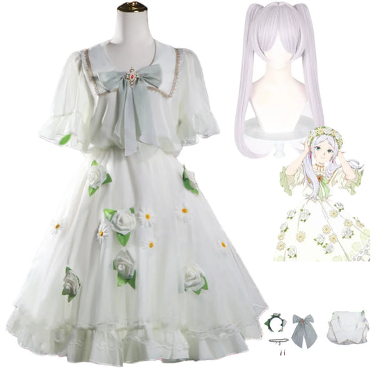 Frieren: Beyond Journey’s End Flower Dress Cosplay  (Wig & Accessories )
