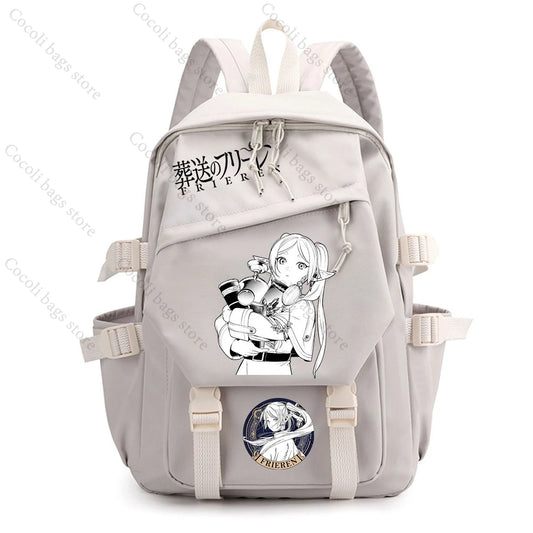 Frieren Backpack – Frieren Beyond Journey’s End Anime White Bag