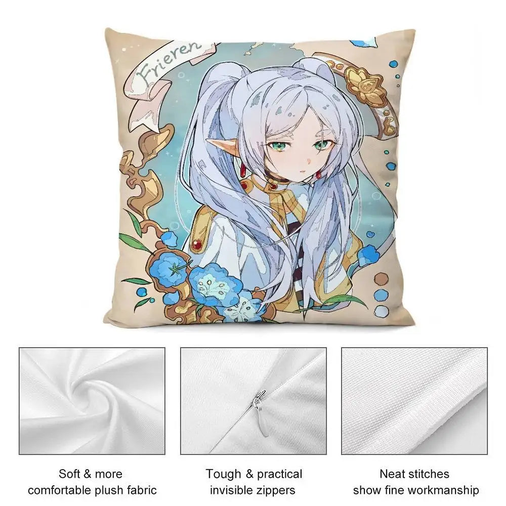 Frieren: Beyond Journey’s End Cute Cat Ear Frieren Anime Throw Pillow Cover