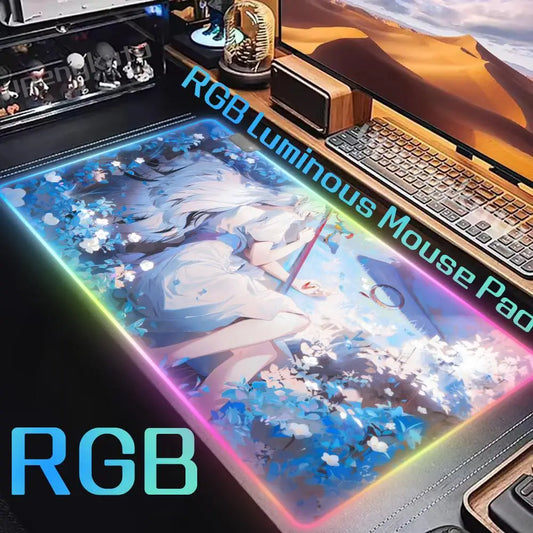 Frieren: Beyond Journey’s End RGB Mouse Pad – Serene Frieren Floral Fantasy Anime Desk Mat