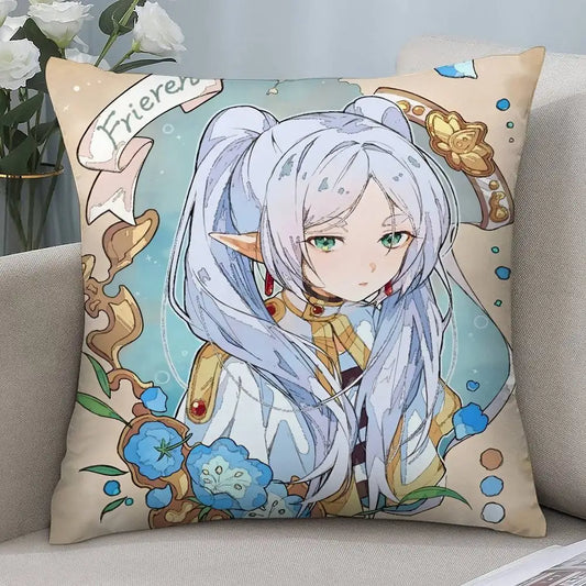 Frieren: Beyond Journey’s End Floral Frieren Anime Throw Pillow Cover
