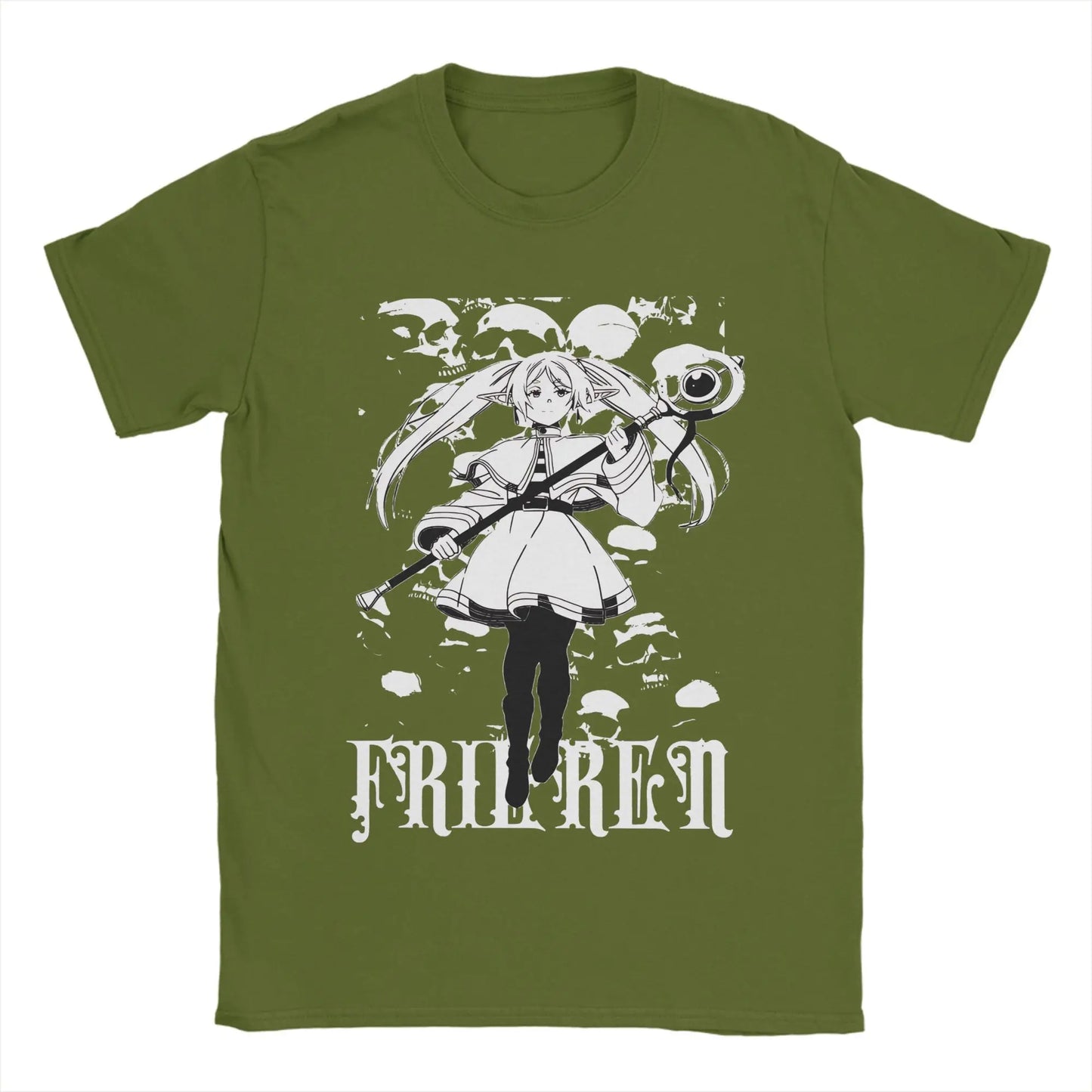 Sousou no Frieren Anime Army Green T-Shirt