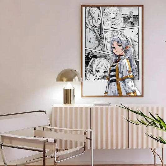 Frieren Manga Panel Style Anime Poster – Beyond Journey’s End