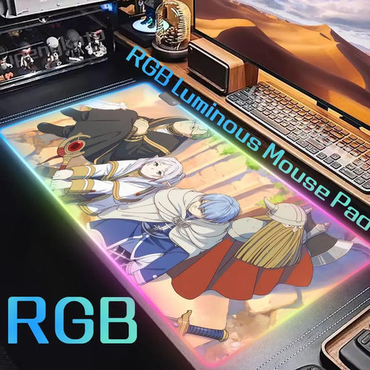Frieren: Beyond Journey’s End RGB Mouse Pad – Luminous Anime Desk Mat Featuring Frieren, Fern & Stark