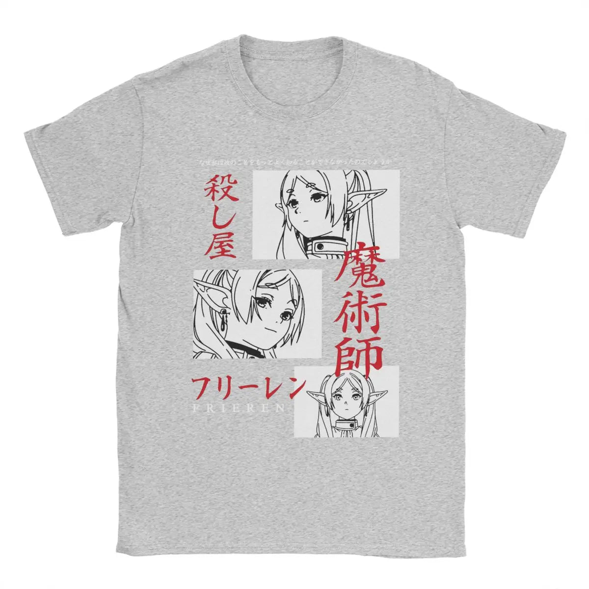 Sousou no Frieren Anime "Japanese Mage" Gray T-Shirt