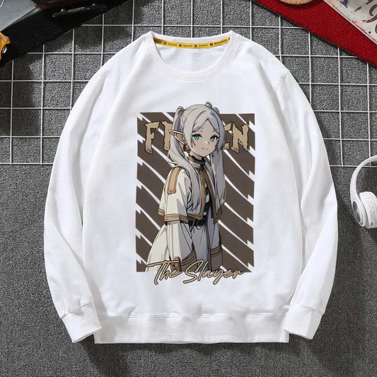 Frieren Anime White Sweatshirt – “The Slayer”