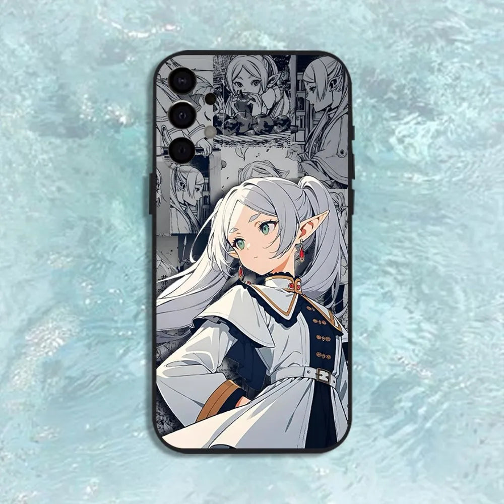 Frieren Manga Art Samsung Phone Case – Elegant Black and White Fantasy