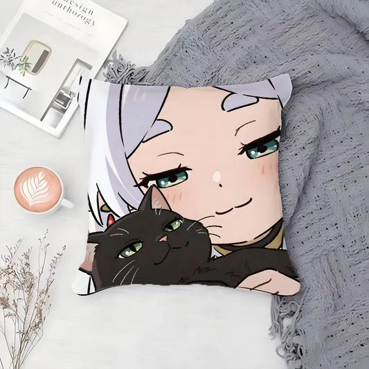 Frieren Black Cat Cushion – Frieren: Beyond Journey’s End Cute Anime