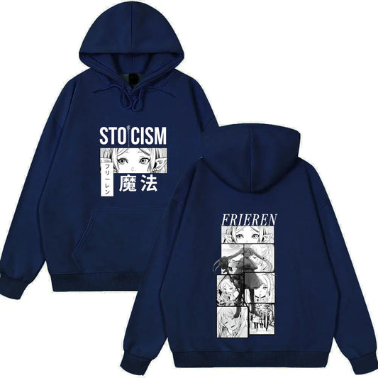 Frieren Stoicism Navy Blue Hoodie from Frieren: Beyond Journey’s End