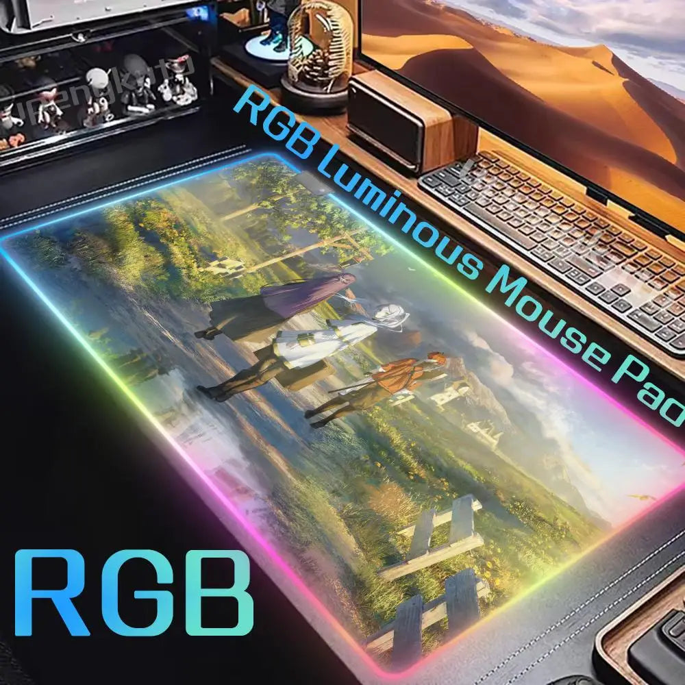 Frieren: Beyond Journey’s End RGB Mouse Pad – Frieren, Fern & Stark Journey Artwork
