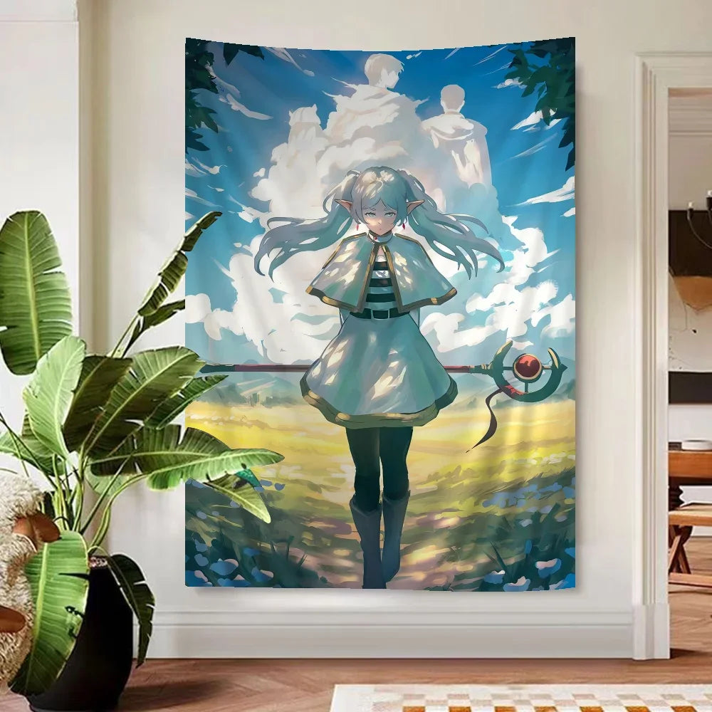 Frieren: Beyond Journey’s End Blue Flower Field Wall Tapestry