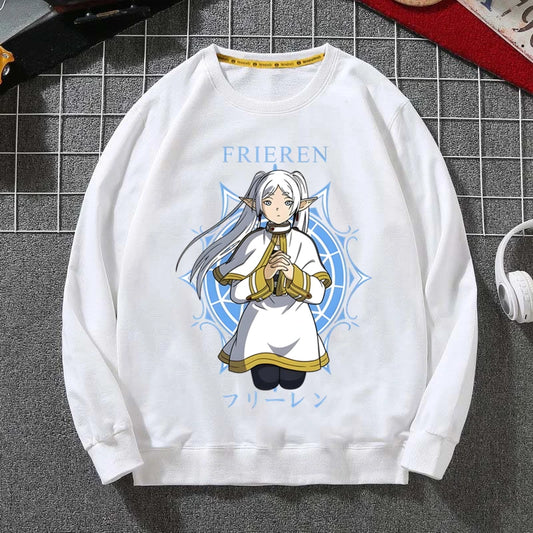 Frieren Anime White Sweatshirt – Blue Magic
