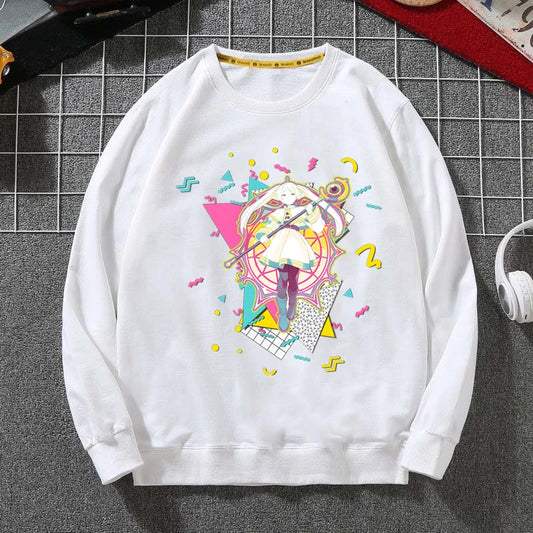Frieren Anime White Sweatshirt – Retro Magic Aesthetic