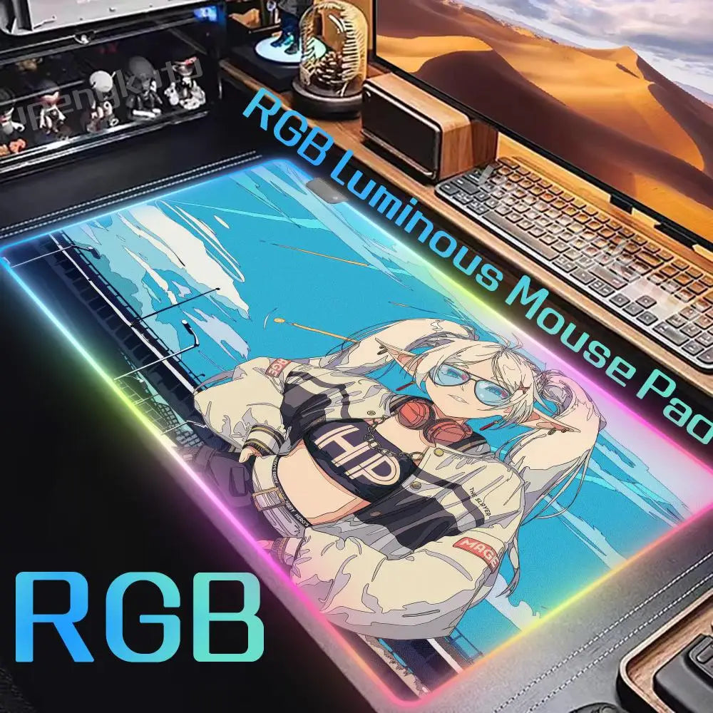 Frieren: Beyond Journey’s End RGB Mouse Pad – Modern Street Style Frieren Desk Mat