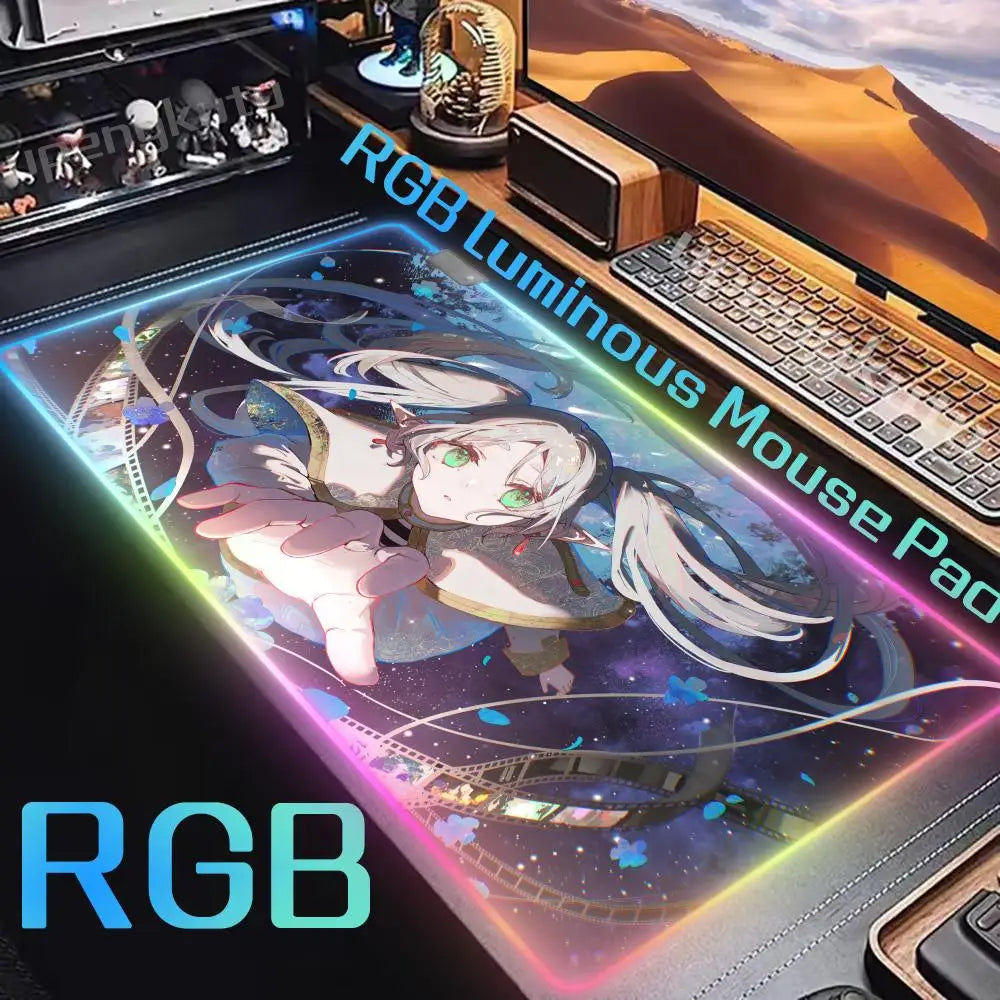 Frieren: Beyond Journey’s End RGB Mouse Pad – Magical Frieren Cosmic Artwork Desk Mat