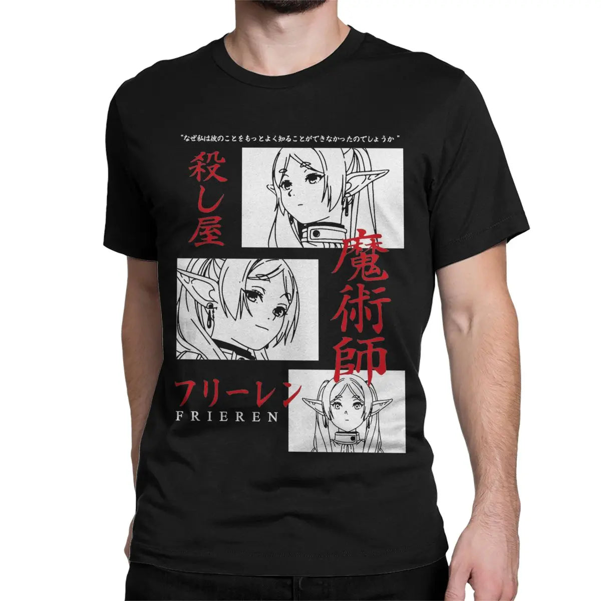 Sousou no Frieren Anime "Japanese Mage" Gray T-Shirt