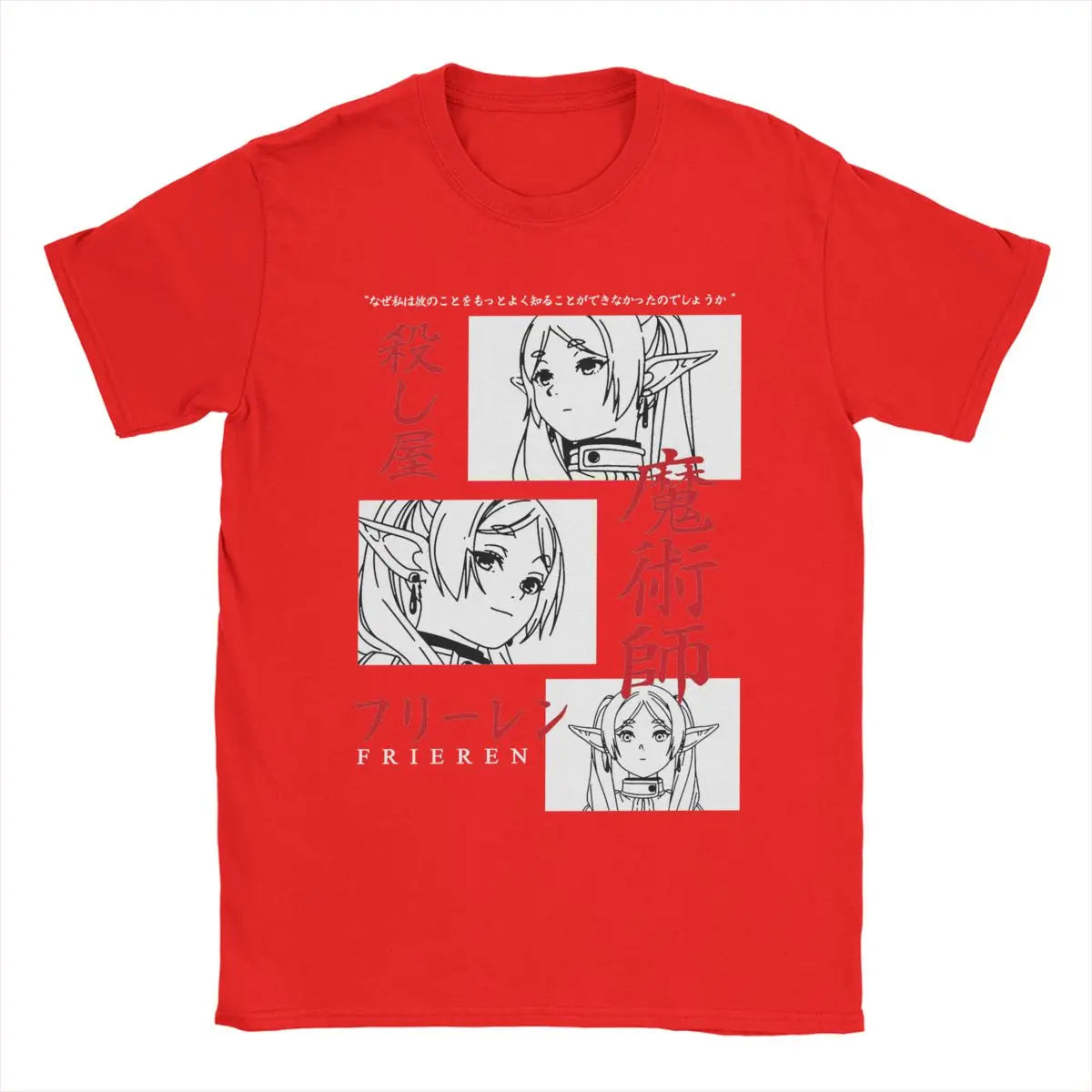Sousou no Frieren Anime "Japanese Mage" Red T-Shirt