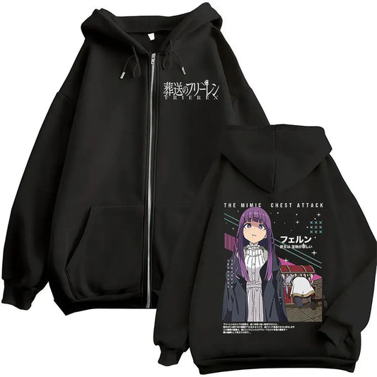 Frieren: Beyond Journey’s End Anime Fern Zipper Hoodie Black