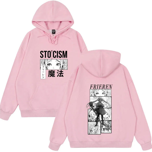 Frieren Stoicism Pink Hoodie from Frieren: Beyond Journey’s End