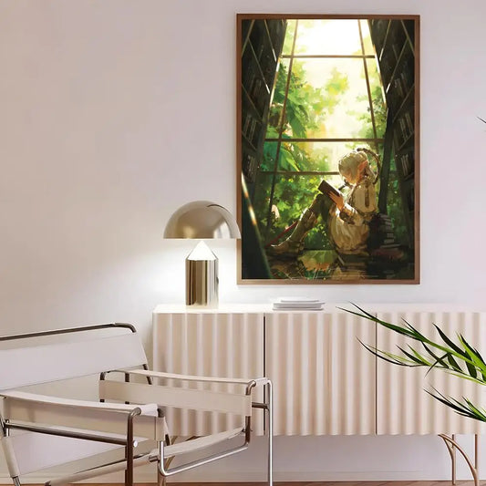 Frieren Reading in the Library Anime Poster – Beyond Journey’s End