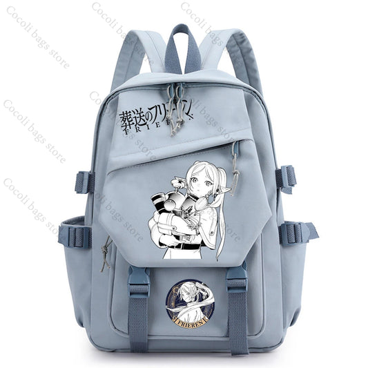 Frieren Backpack – Frieren Beyond Journey’s End Anime Sky Blue Bag