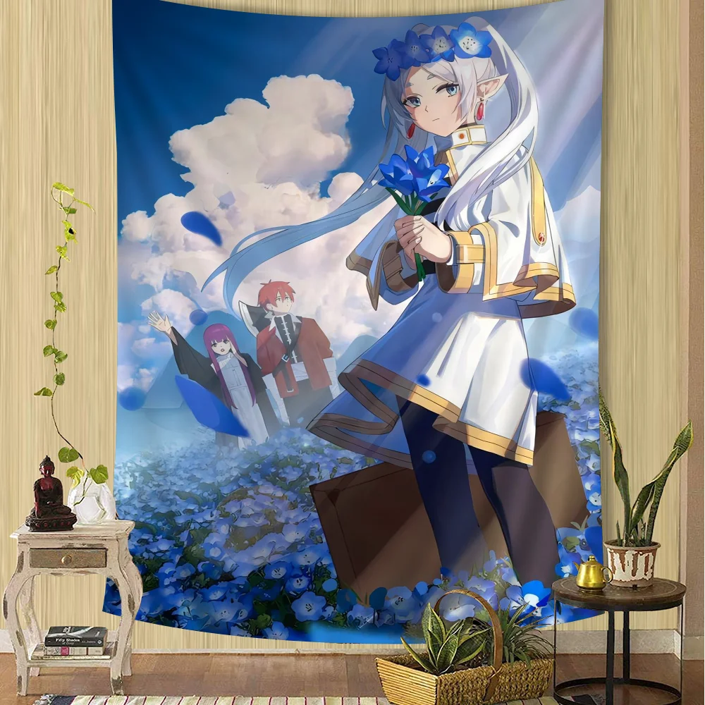 Frieren: Beyond Journey’s End Blue Flower Garden Wall Tapestry